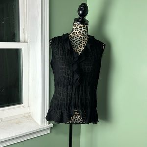 Notations, black sleeveless, sheer top small